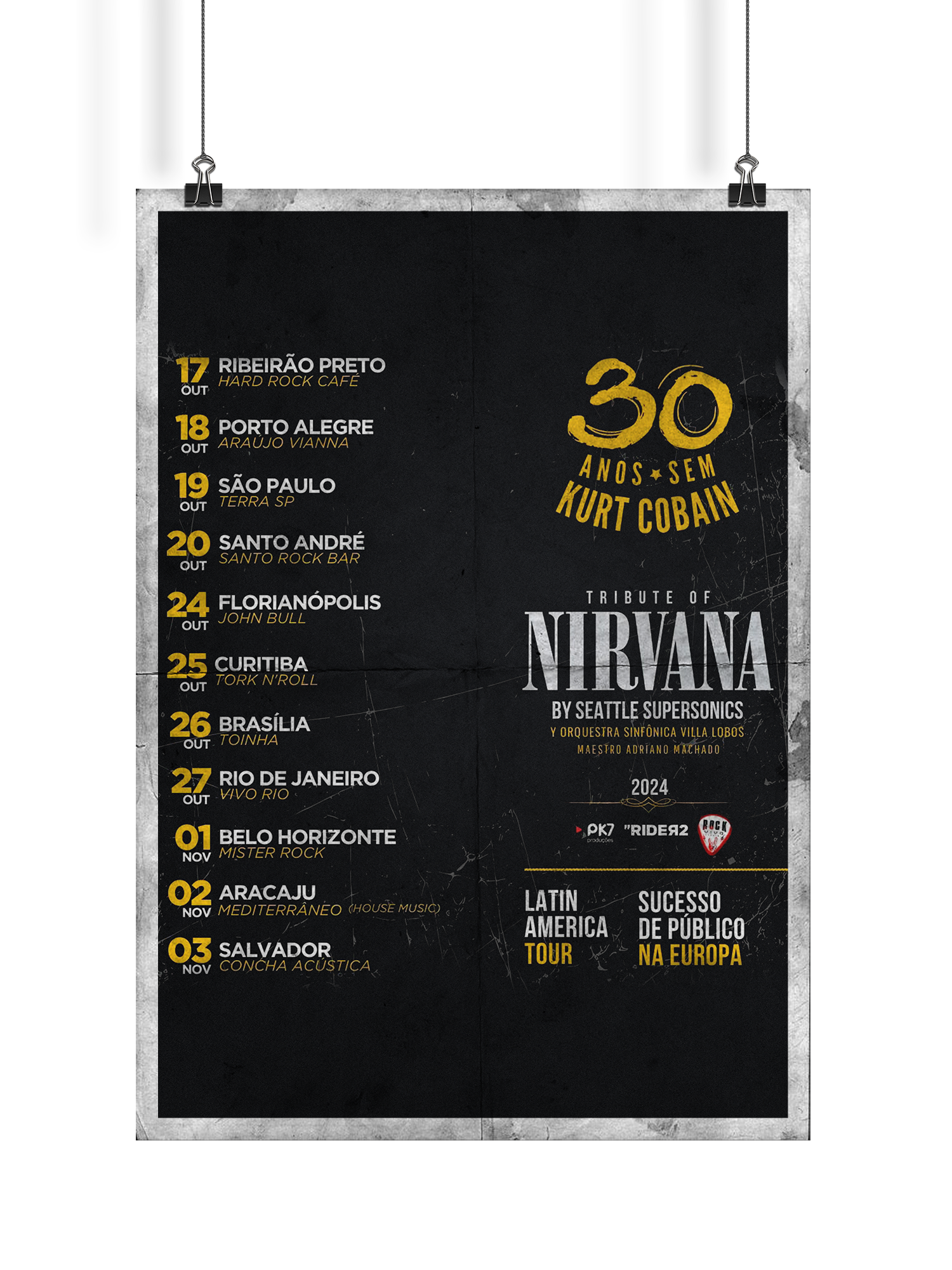 Pôster da turnê latino-americana Tribute of Nirvana